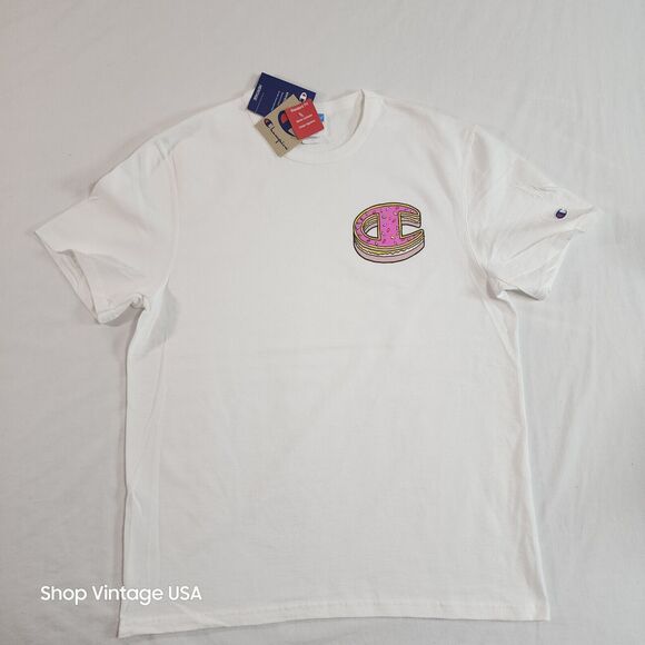 Champion‎ Heritage Short Sleeve White T-Shirt Donut Logo Size: Large Mens - Picture 1 of 10